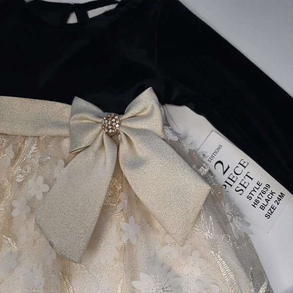 Rare Editions Beautiful Baby Girl Formal Velvet Lace Dress 24M - Picture 3 of 12